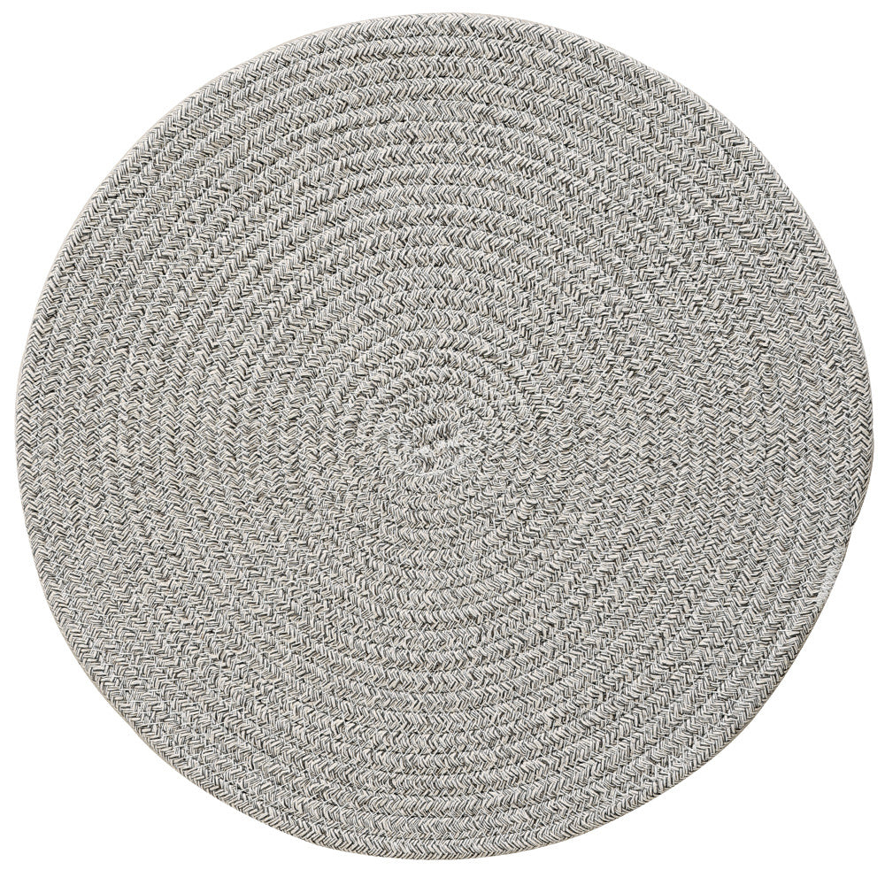 Round woven placemats made of cotton and jute rope with spiral pattern
