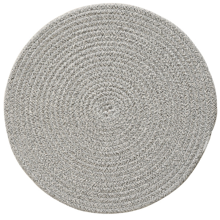 Round woven placemats made of cotton and jute rope with spiral pattern