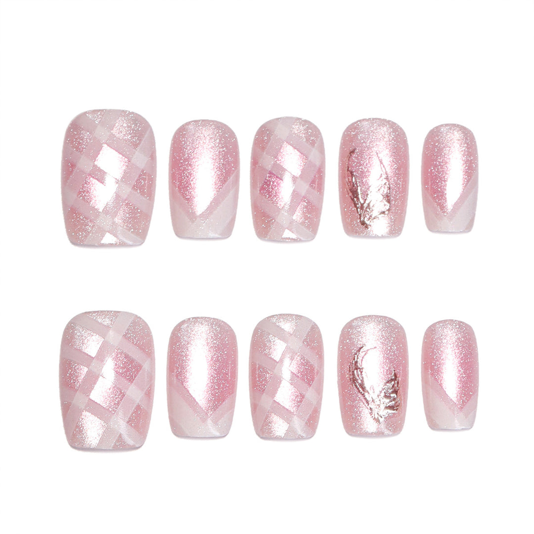Nail art set with glamorous glitter and diagonal design Kalsten