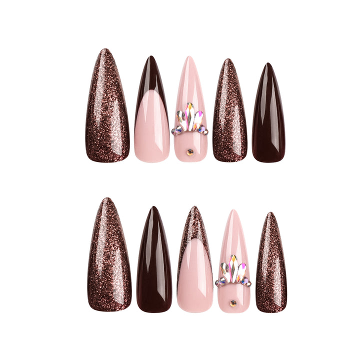Artful Nail Extensions with Sparkling Accents Kalsten