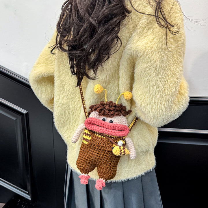 Cute Crochet Bee-Themed Mini Backpack