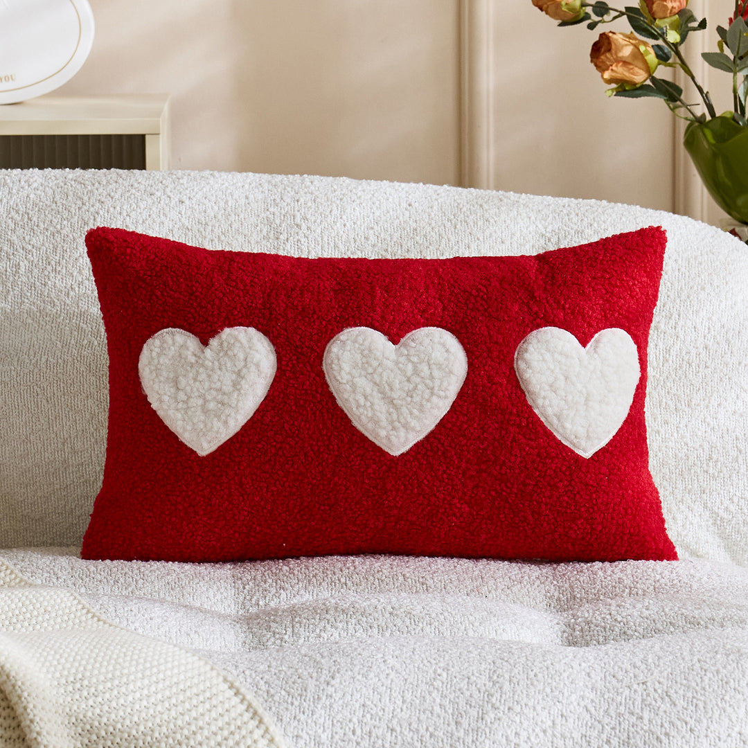 Sherpa Heart Bouclé Texture Decorative Throw Pillow Cover