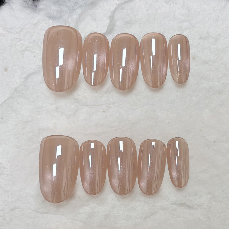 Glossy Nail Art with Subtle Stripes Kalsten