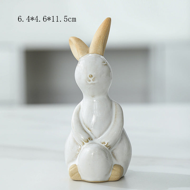 Whimsical Ceramic Bunny Figurine Kalsten