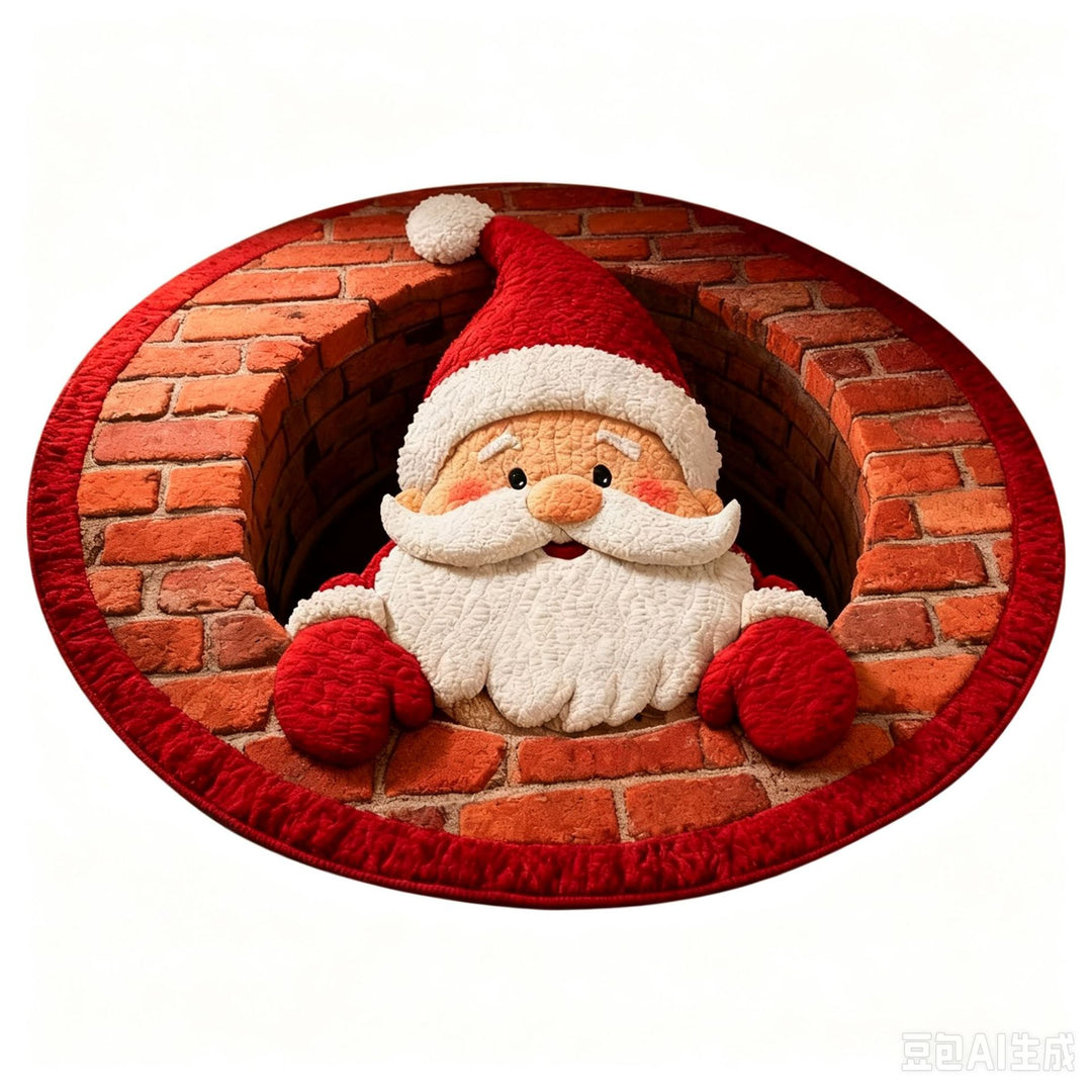 Santa Claus-Themed Decorative Round Mat