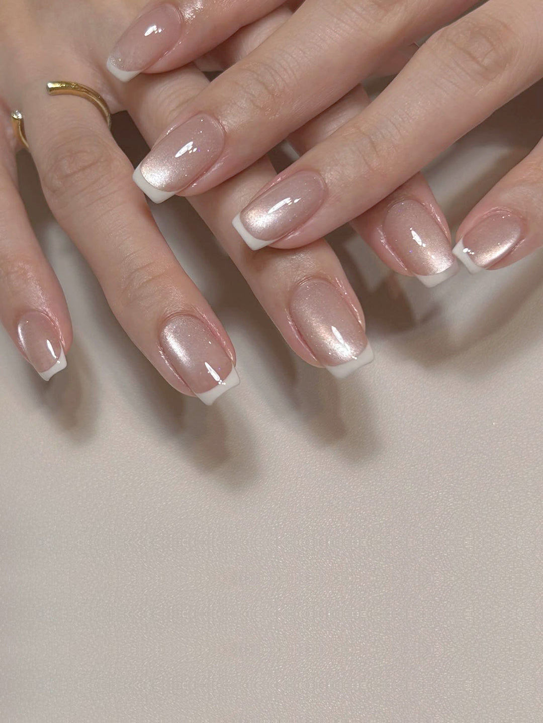 Glossy French Tip Gel Nail Extensions Kalsten