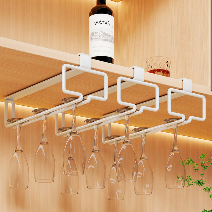 Under-Shelf Stainless Steel Double-Row Wine Glass Holder Rack