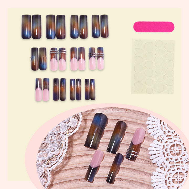 Artificial nail set with elegant gradient and decorative accents Kalsten