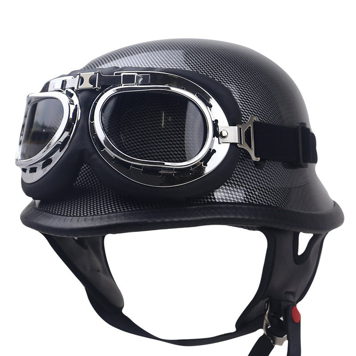 Vintage Leather Motorcycle Helmet with Goggles Kalsten
