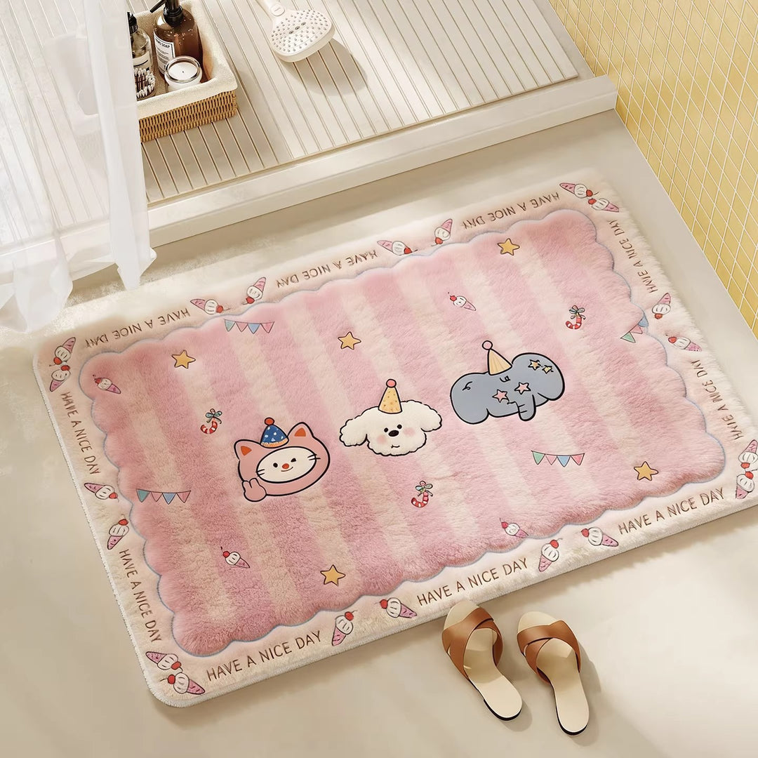 Playful Cartoon-Themed Plush Bath Mat