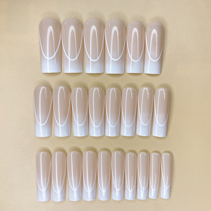 Elegant French Tip Long Nail Extensions Kalsten