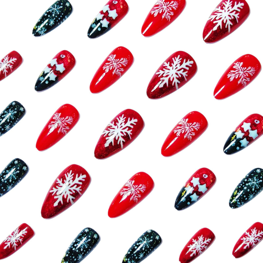 Artificial nails with festive snowflake and star motif Kalsten