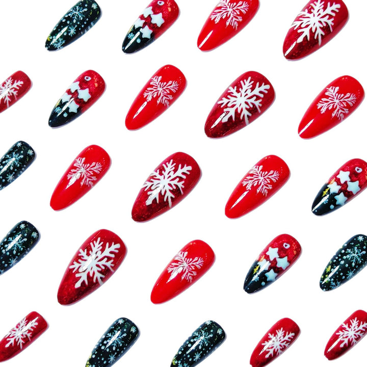 Artificial nails with festive snowflake and star motif Kalsten