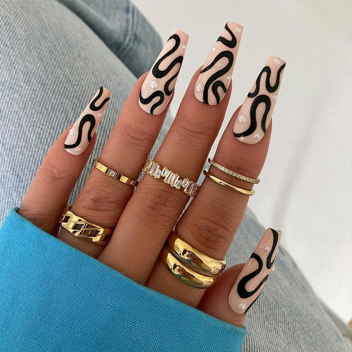 Artificial nails with creative lines design Kalsten