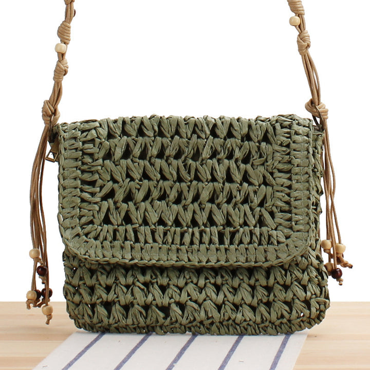 Braided Natural Material Handbag with Playful Fringes Kalsten
