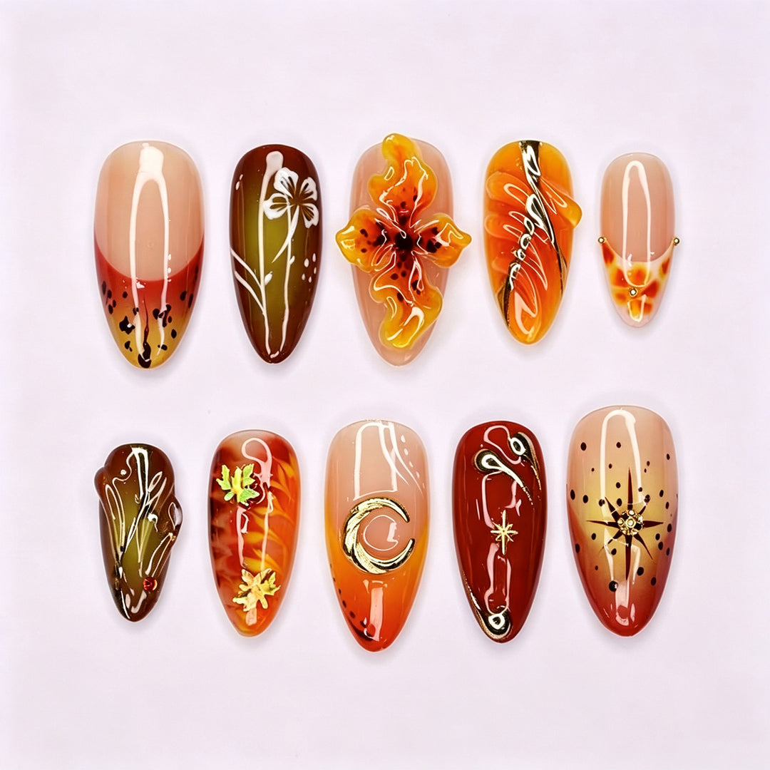 Artistic Nail Art Kit with Autumn-Inspired Designs Kalsten