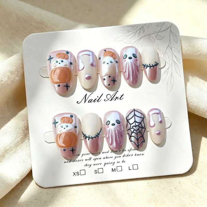Whimsical Halloween-Themed Press-On Nail Art Set