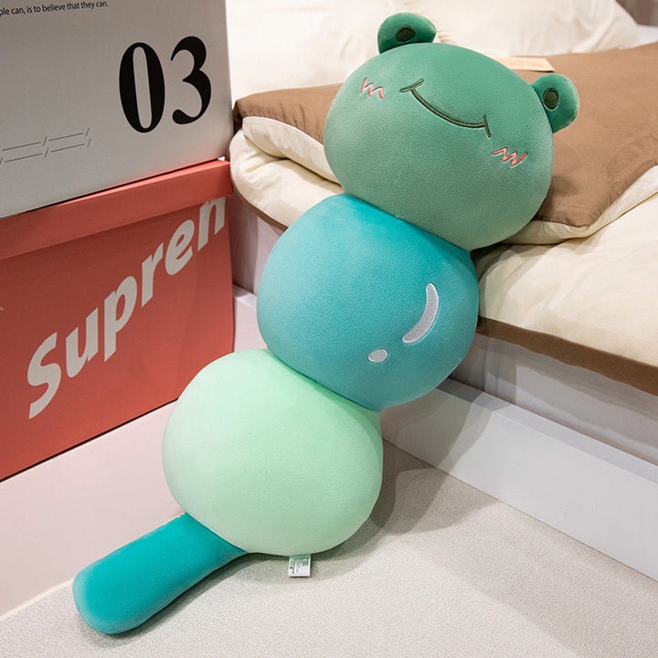 Extra soft plush body pillow in dango-shaped frog design