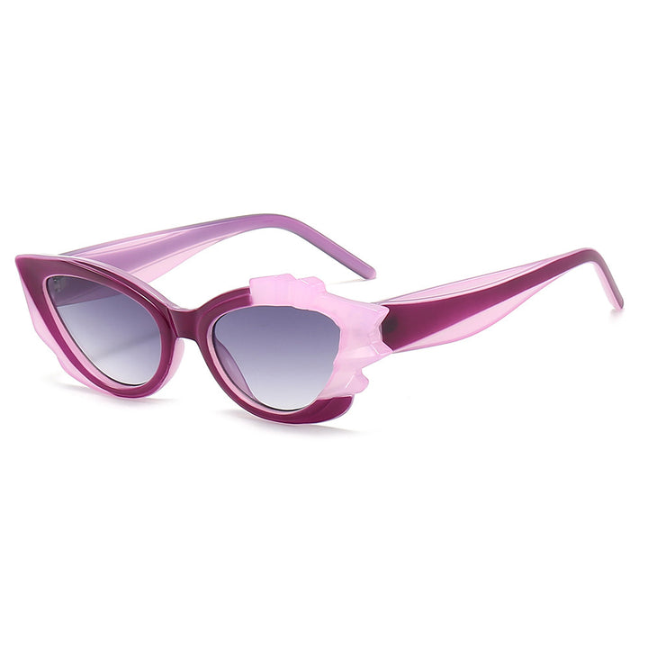 Ladies Cat-Eye Sunglasses with Eye-Catching Flower Frame Kalsten