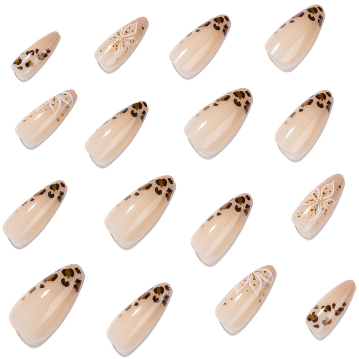 Elegant artificial nails with floral design and Kalsten accents