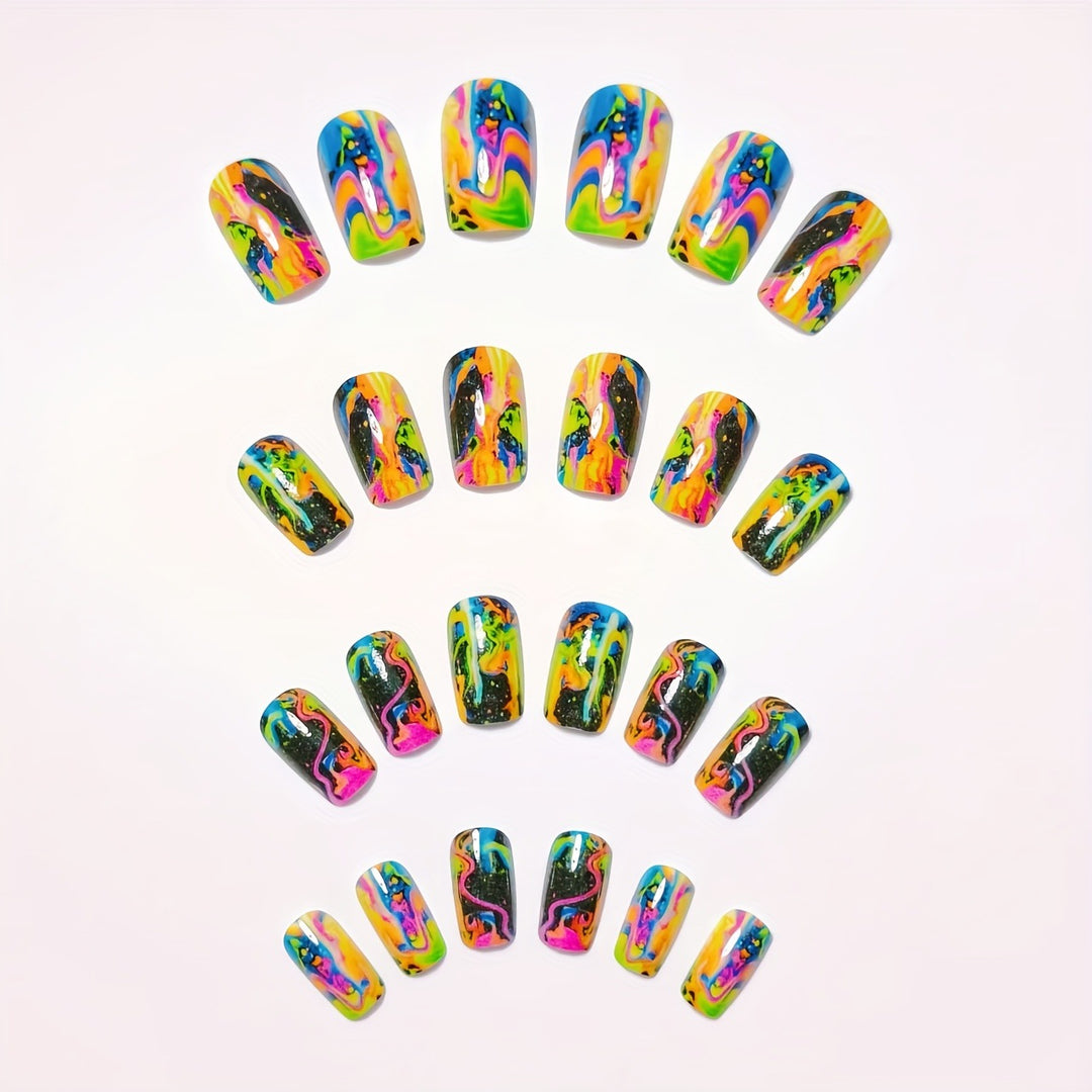 Neon Marbled Nail Art Kalsten