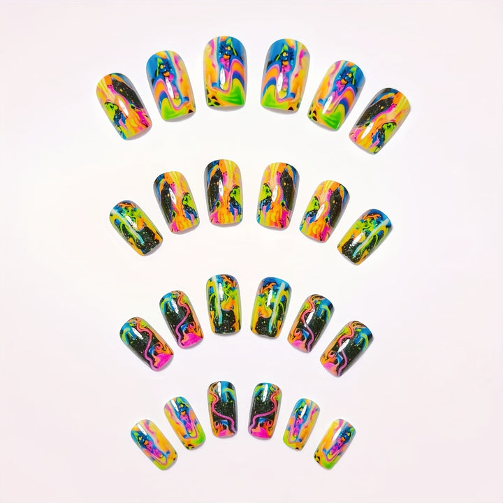 Neon Marbled Nail Art Kalsten