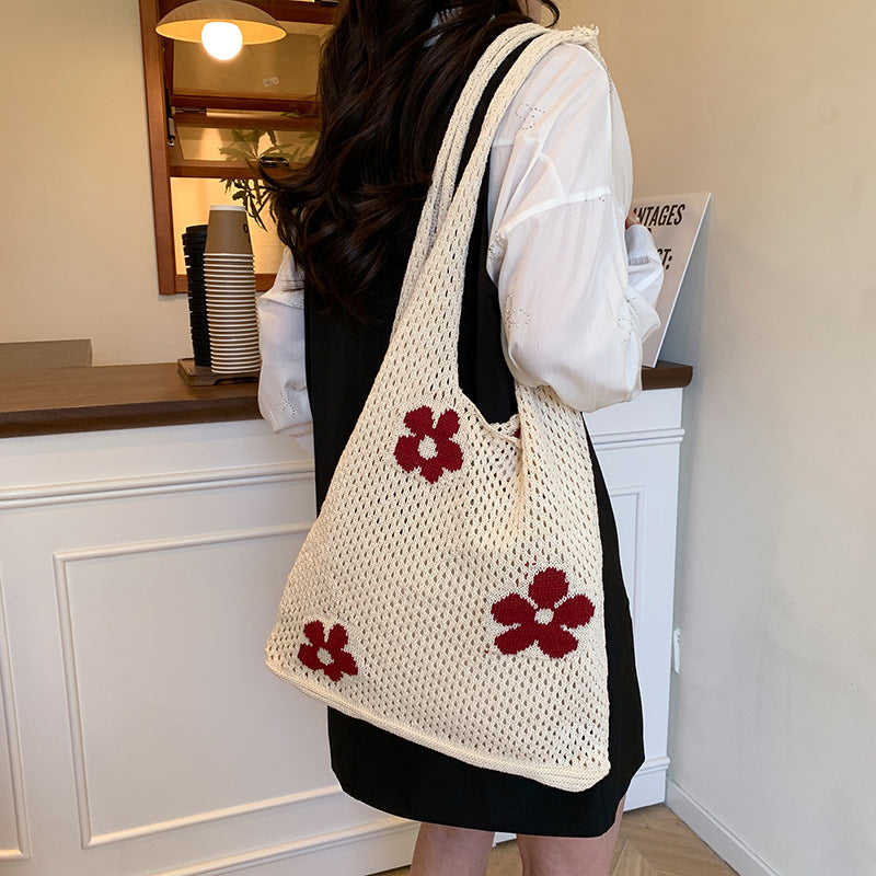 Bohemian Floral Crochet Tote Bag