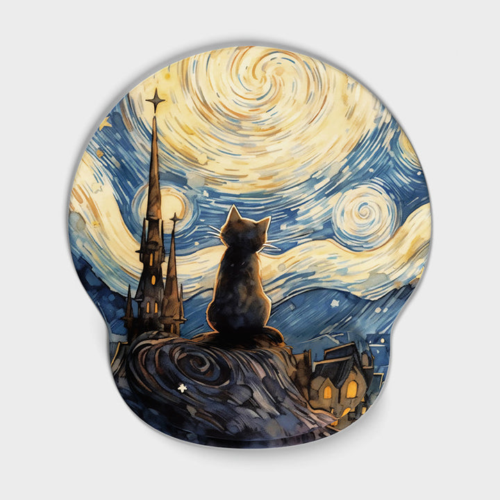 Artistic Cat-Themed Ergonomic Mouse Pad