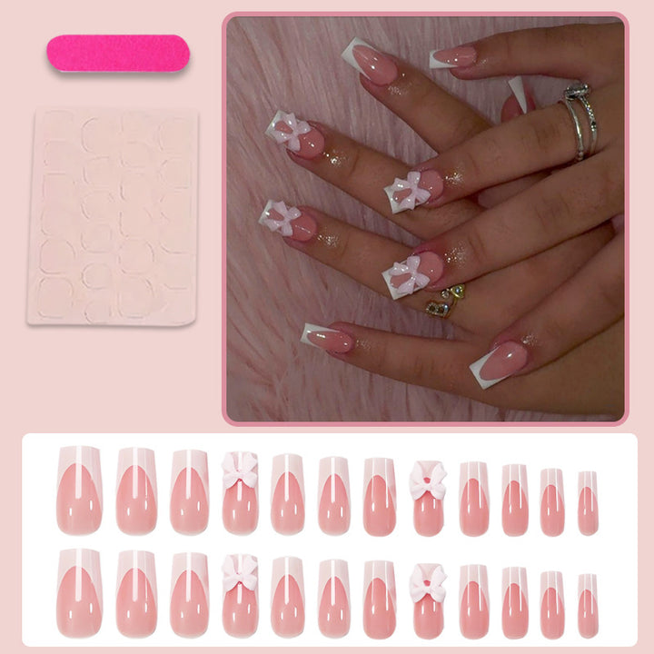 Artificial Nail Set with glamorous bow and glitter accents Kalsten