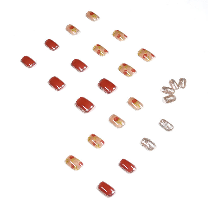 Artful nail art with natural gradient and floral accents Kalsten