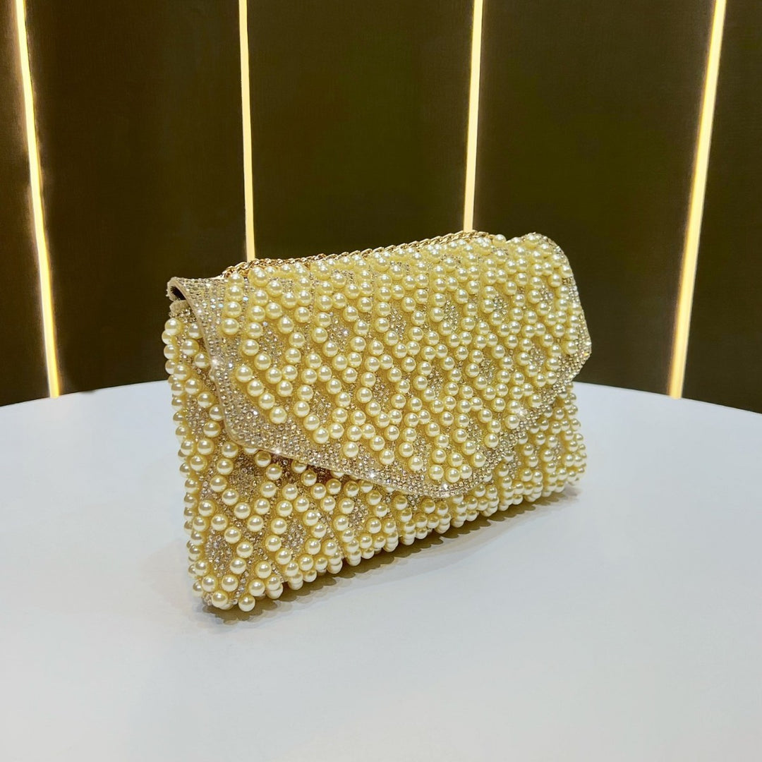 Elegant Pearl Beaded Clutch
