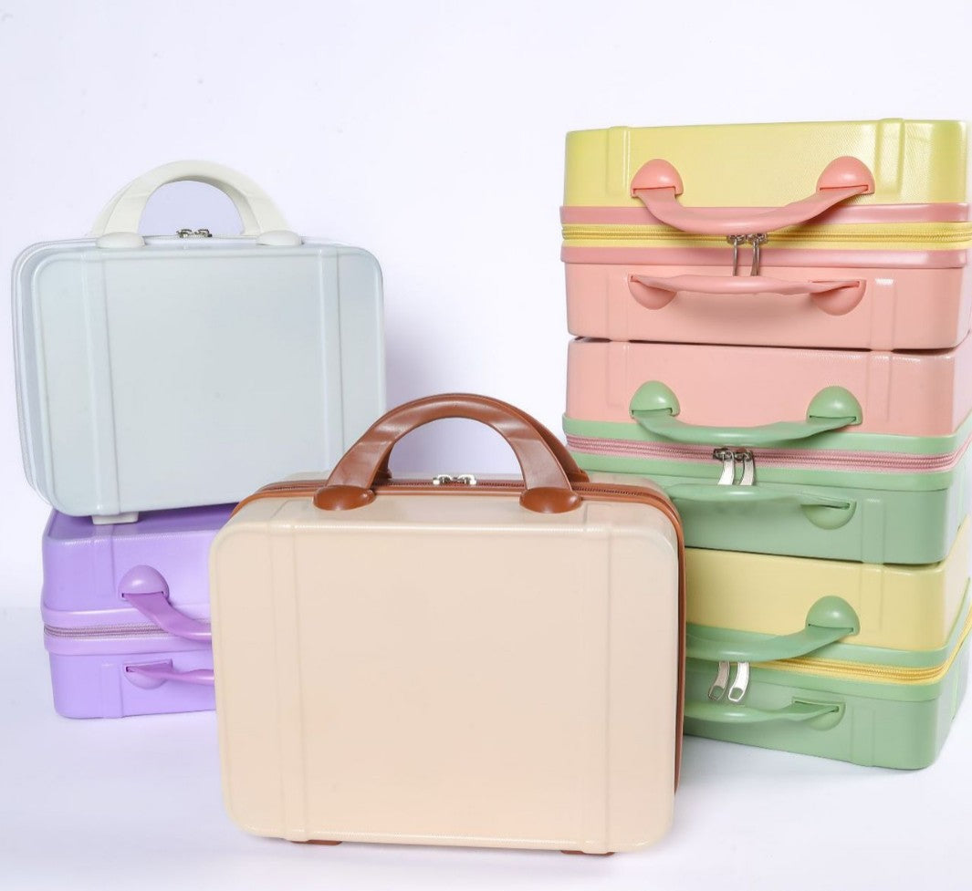 compact hard-shell mini travel vanity case with top handle secure zipper and stackable design Kalsten