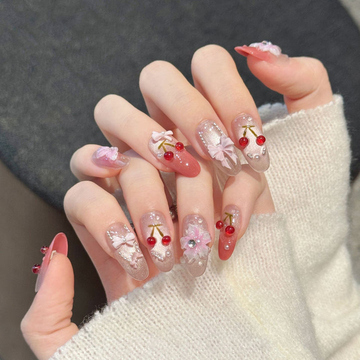 Artistic Cherry Blossom Press-On Nails