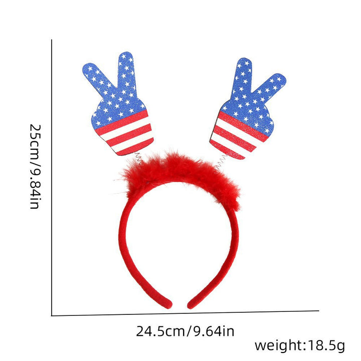 Women's Independence Day patriotic pompom headband with tinsel star toppers Kalsten