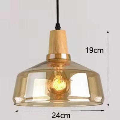 Modern Wood and Glass Pendant Light