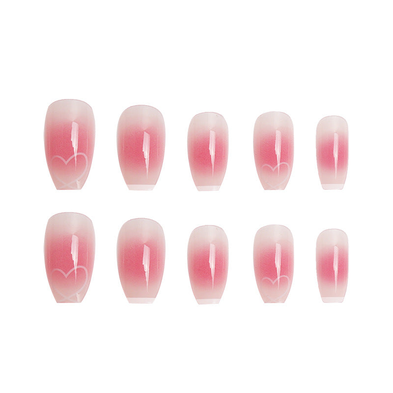 Decorative Heart-Design French Tip Press-On Nails Kalsten