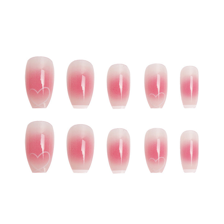 Decorative Heart-Design French Tip Press-On Nails Kalsten