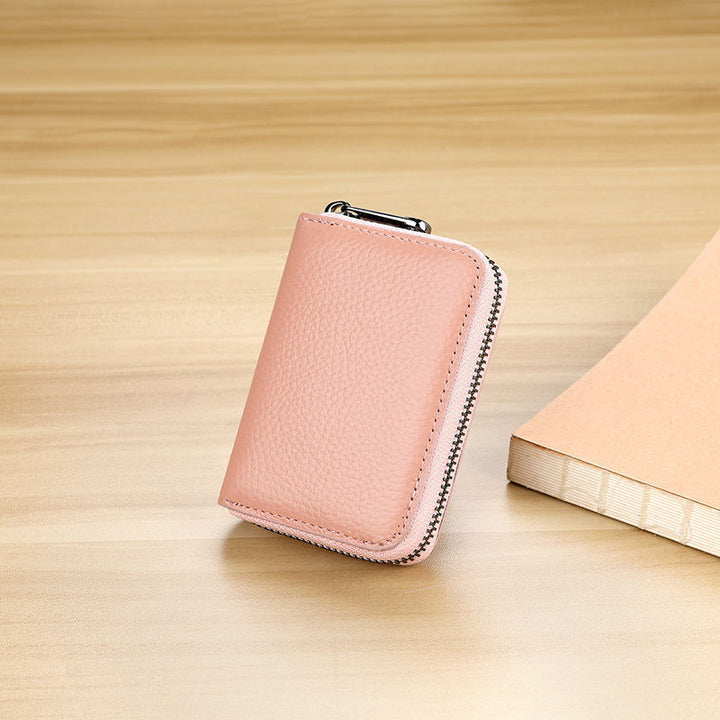 Sleek Zippered Leather Credit Card Holder Kalsten