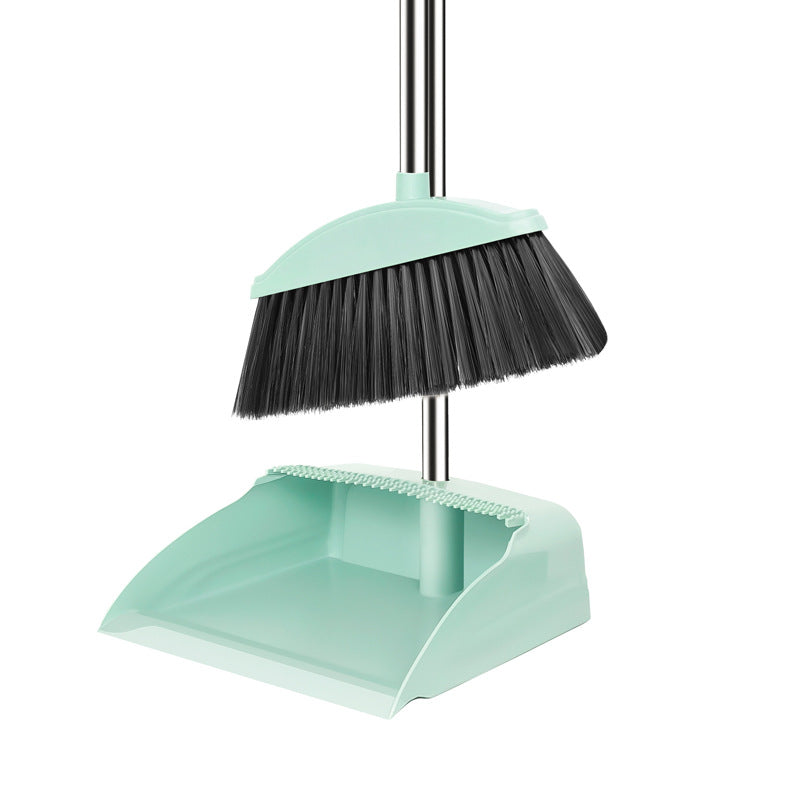 Adjustable Ergonomic Broom And Dustpan Cleaning Set With Detachable Squeegee And Stainless Steel Handle
