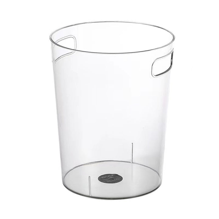 Slim acrylic trash can with integrated grip grooves and non-slip bottom