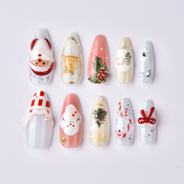 Artificial nail set with festive winter designs Kalsten