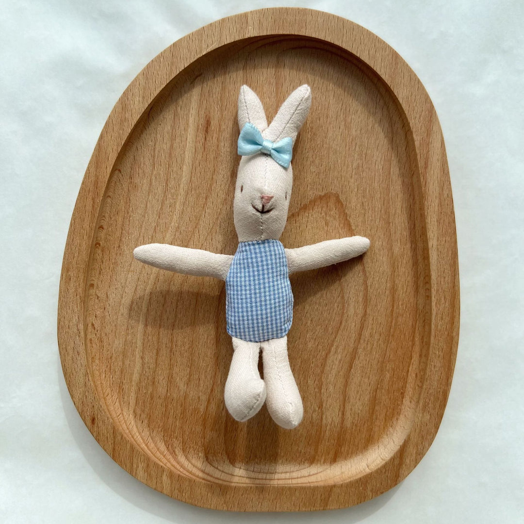 Handmade Linen Bunny Comforter Doll with Gingham Outfit
