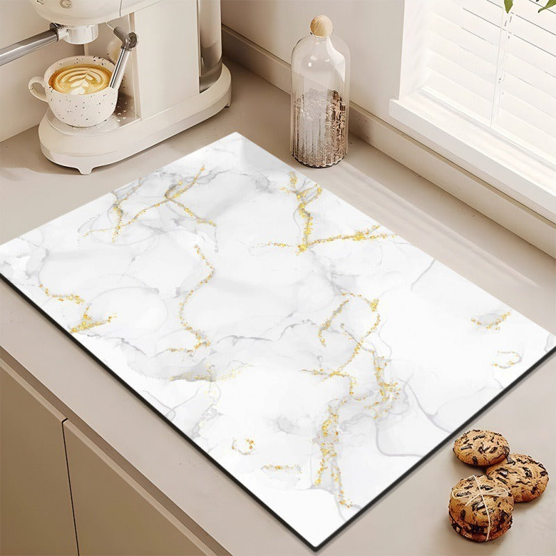 Stylish Marble-Effect Kitchen Mat Kalsten