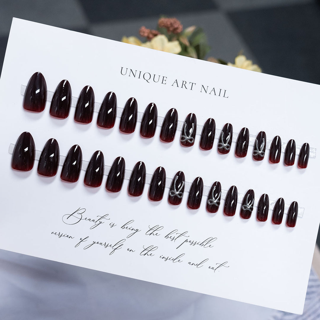 Elegant Stiletto Press-On Nails with Bow Design
