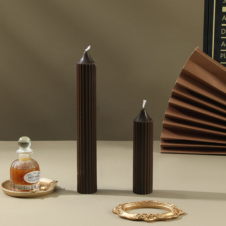 Ribbed Sculptural Column Candle Set