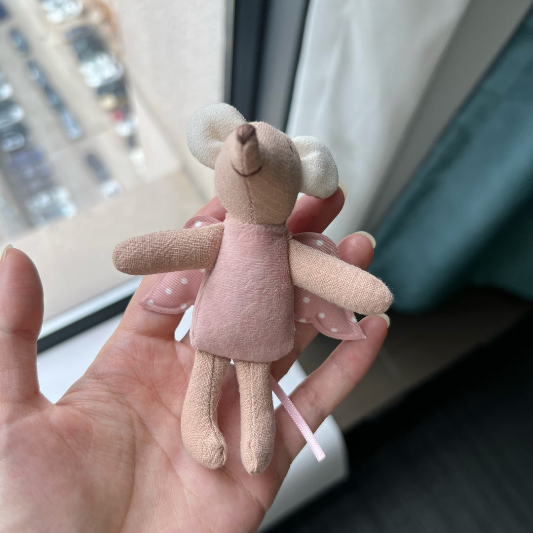 Handmade Linen Long-Limbed Bunny Doll with Embroidered Carrot Overalls