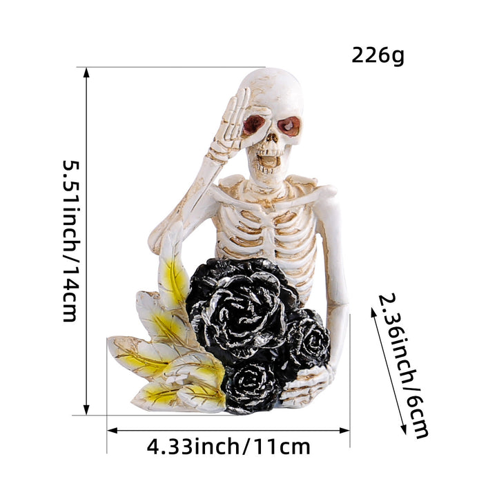 Detailed Resin Halloween Decoration Figure Skeleton with Double Bass