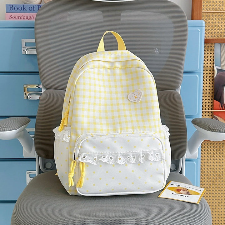 Stylish Gingham Patterned Backpack Kalsten