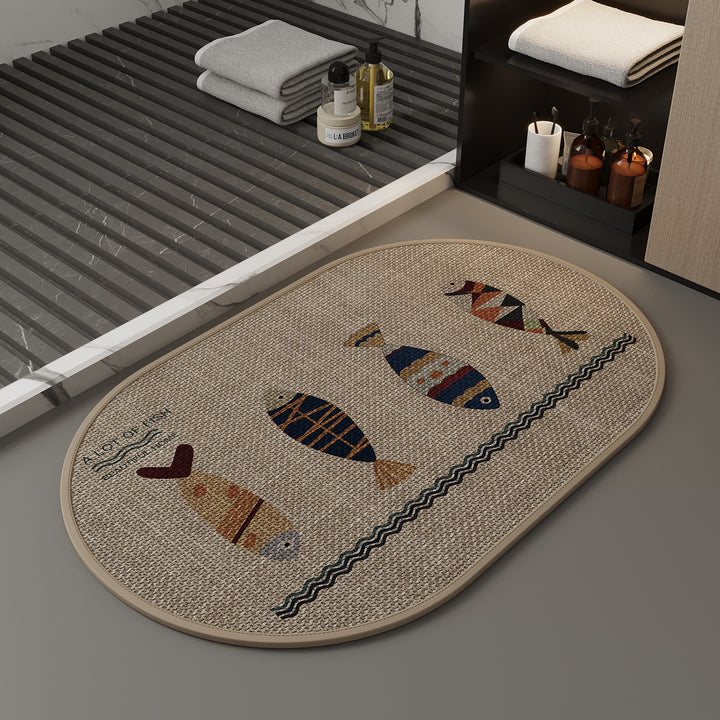 Quick-Drying Fish-Themed Bath Mat