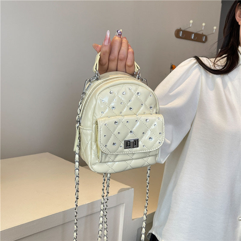 Quilted Mini Backpack with Rhinestone Accents Kalsten